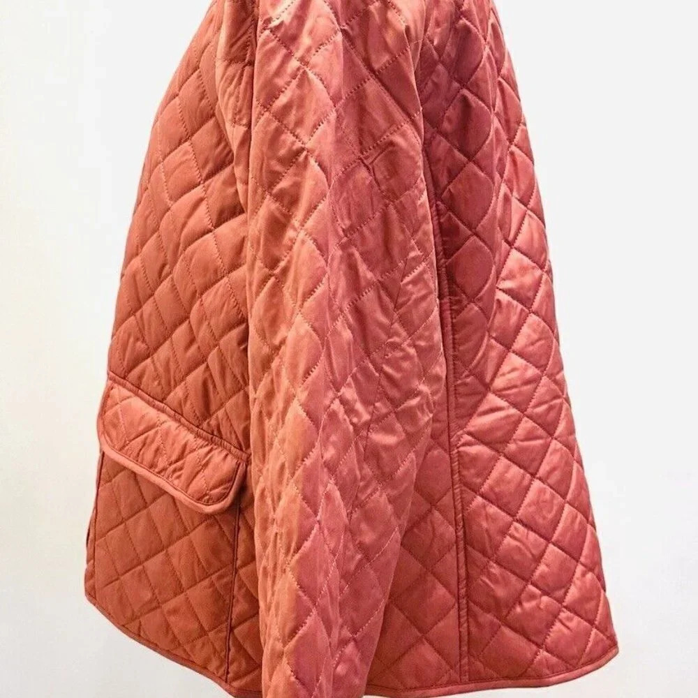 NWT CROFT & BARROW Women Button Down Quilted Orange Jacket Lightweight PXL - Picture 10 of 14